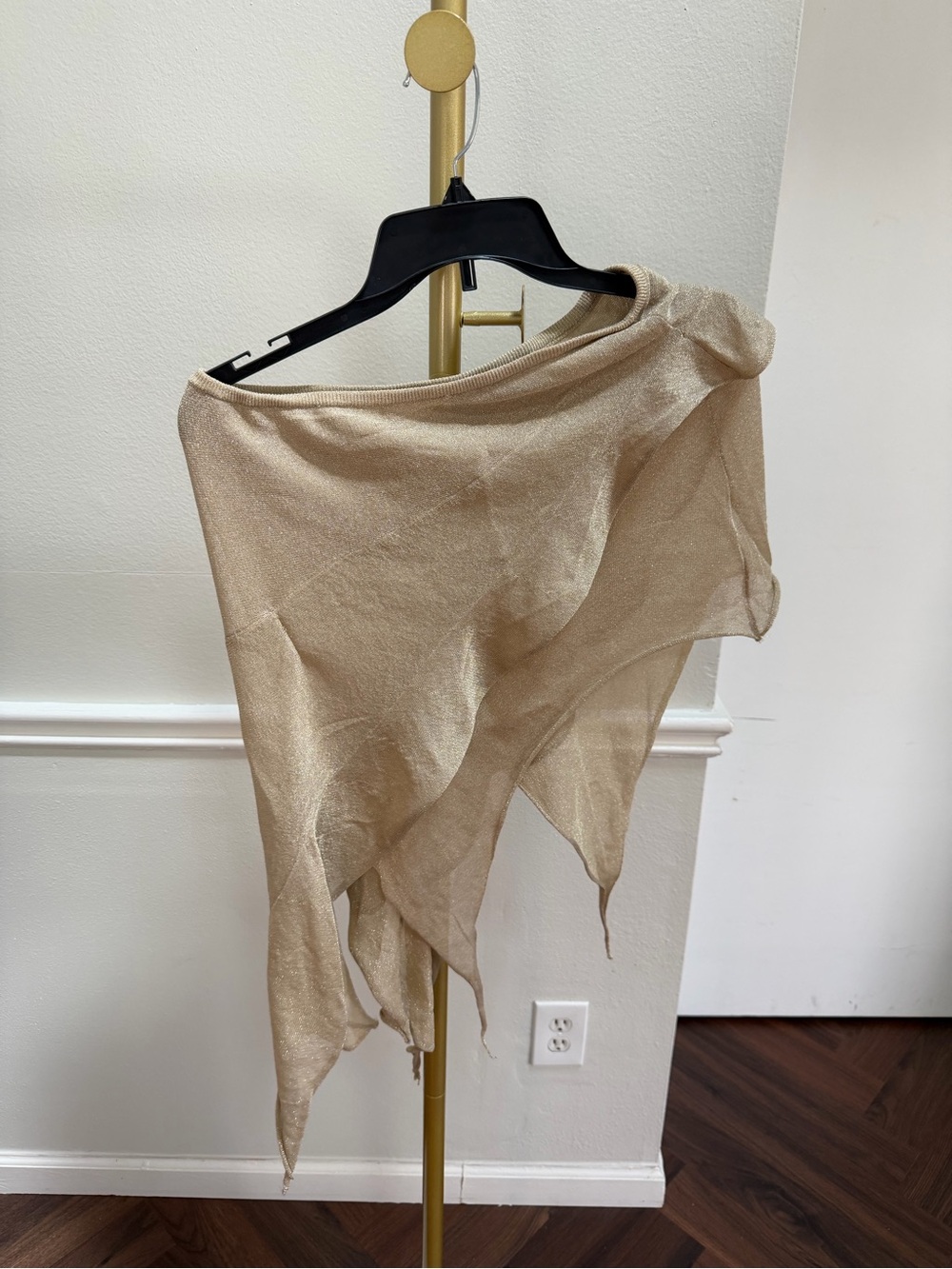Lioness Asymmetrical Ruffle Mini Skirt in Champagne Gold - Picture 4 of 5